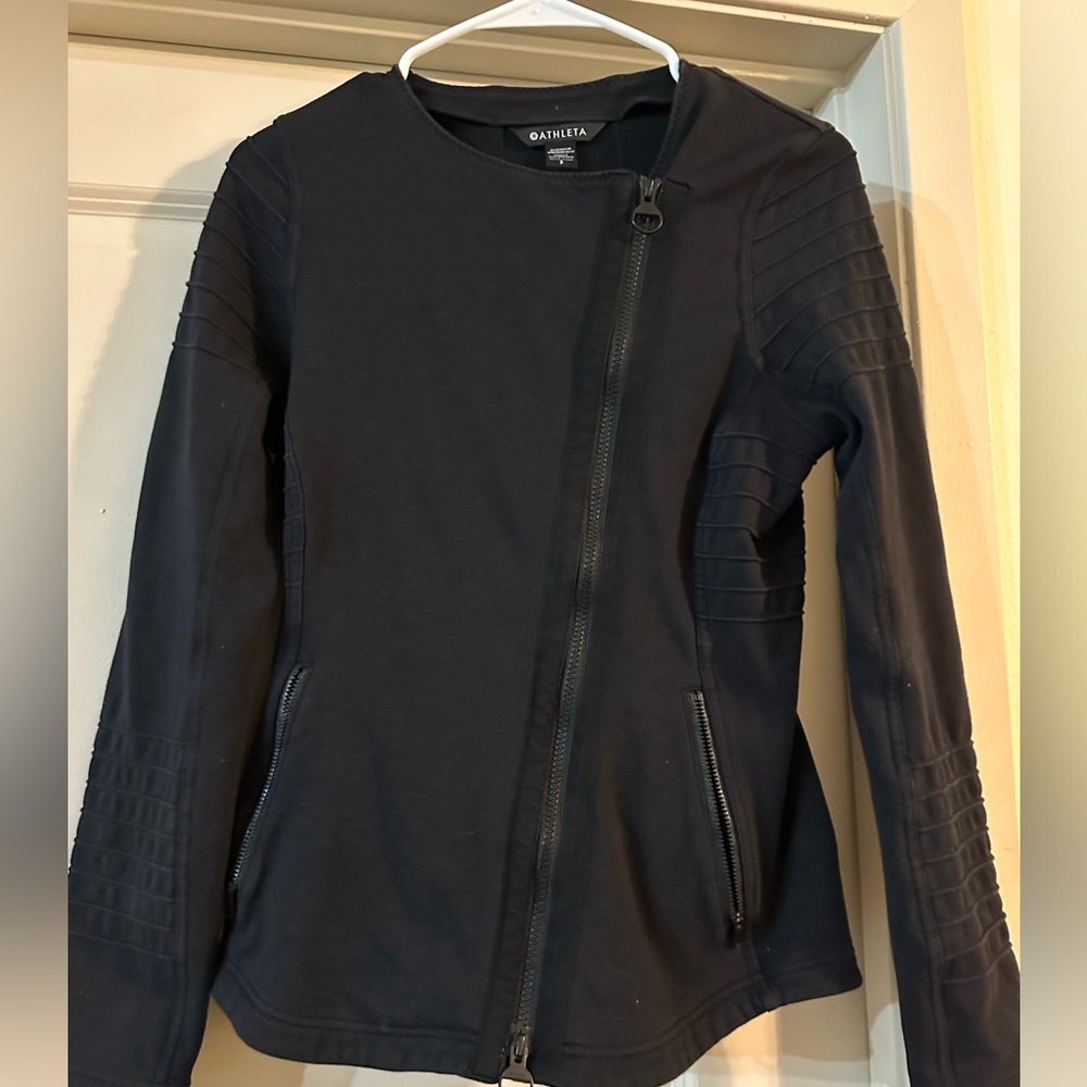 ATHELTA Moto Jacket Women’s S Minimalistic Black Lightweight Stretch Cotton